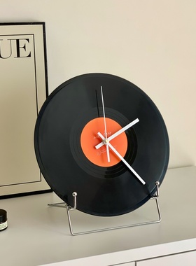 创意黑胶唱片钟摆件玄关桌面摆件