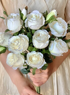 油画玫瑰仿真花假花客厅装饰花艺
