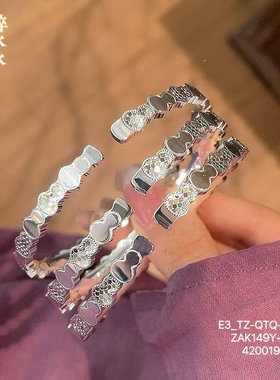 9999纯银碎冰冰葫芦手镯女