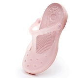 Тапочки в стиле Crocs, нескользящая пляжная обувь на платформе, мюли для школьников и студентов на танкетке, закрытый носок, подходят для носки на улице, в корейском стиле
