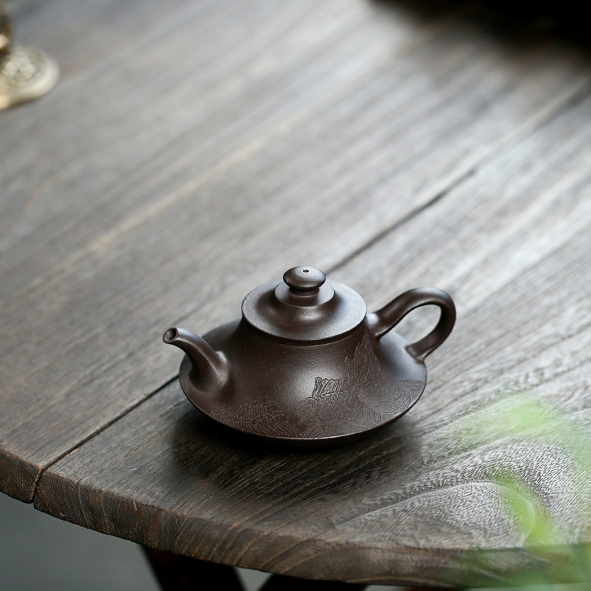 云炉紫砂壶王小峰手工刻绘金鱼自在泡茶壶吸磁石黄黑料小品功夫茶