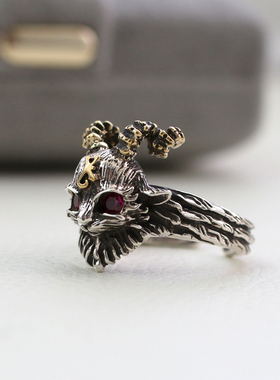 男女通用纯银复古魔法猫咪戒指