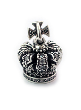 MS925纯银JSDV镶嵌皇冠吊坠个性精工时尚朋克复古前卫男女款大号