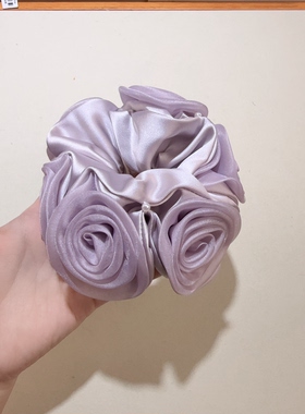 永诗 晨曦玫瑰 暮云玫瑰六朵玫瑰花大肠发圈缎面文艺头绳头花发饰