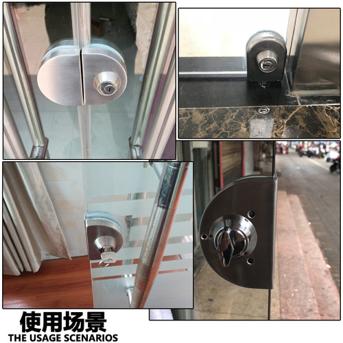 玻璃门锁双门免开孔天地锁浴室单门锁无框钢化玻璃锁不锈钢插销锁 - 图1