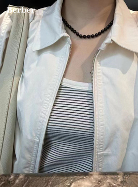 Berber高品质天然黑玛瑙串珠项链