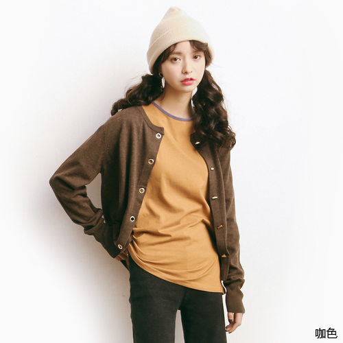EAL羽迹春季韩版女装纯色针织衫开衫毛衣女式外套宽松A662 - 图1