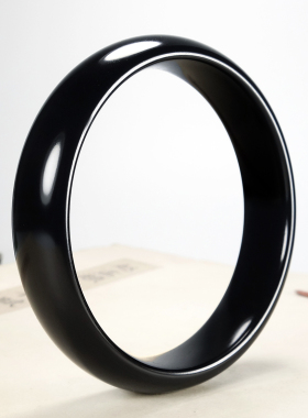 和田玉墨玉特细籽料玉石镯子手镯