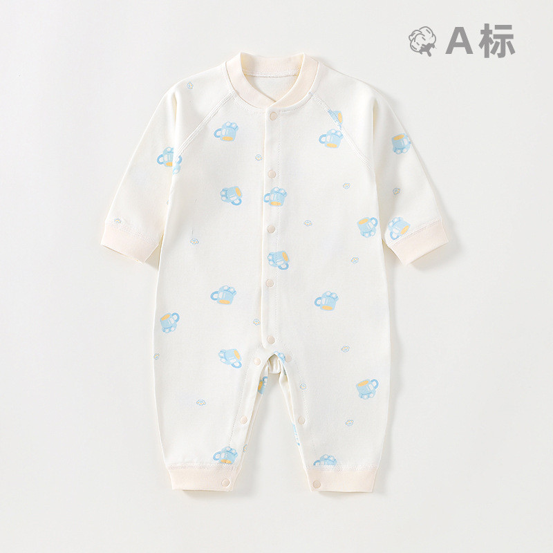 婴儿衣服220g夹棉加厚连体衣新生儿外出棉服秋冬季外套保暖 - 图0