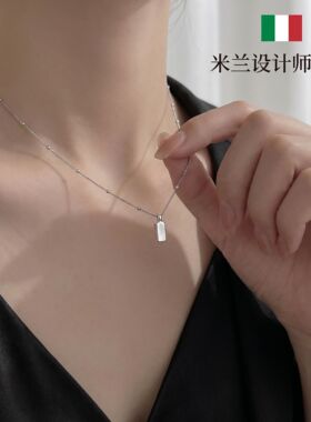 米兰【设计师】钛钢小金砖项链女新款时尚小众轻奢高级感锁骨链