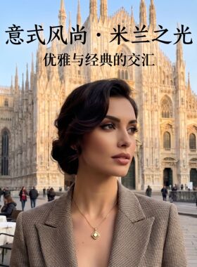 米兰【设计师】金色锆石方糖猫眼吊坠项链女款2026新款毛衣链百搭