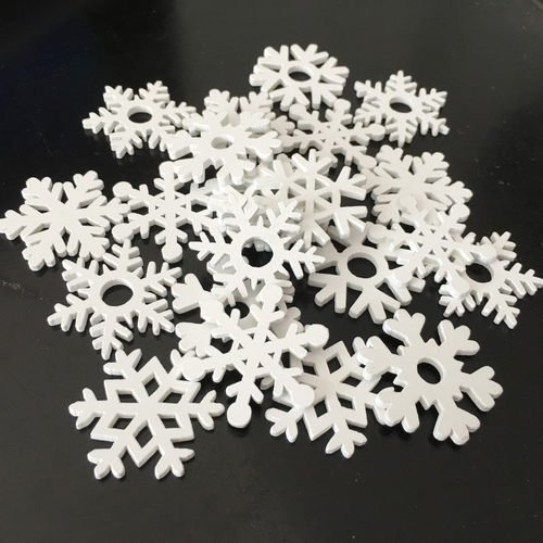 50粒/包3.5cm白色雪花圣诞系列木片手工diy木质工艺品幼儿园装饰 - 图3