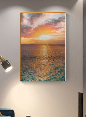 大海日出风景客餐厅卧室背景墙画