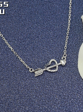 925银银一箭穿心满钻微镶锁骨链女