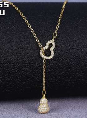 双葫芦项链ins风时尚纯银锁骨链
