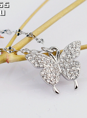 纯银双层蝴蝶项链网红轻奢锁骨链