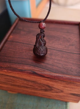 天然印度小叶紫檀木葫芦福禄吊坠宝宝孩子学生成人男女款项链饰品