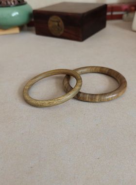 天然绿檀黑檀木素圈手镯女香木复古文艺细圆条镯子送爱人女儿母亲