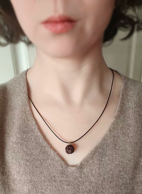 印度小叶紫檀木雕转运珠吊坠项链毛衣链男女财源滚滚有求必应