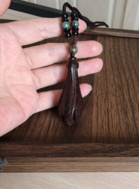 小叶紫檀木玉兰花木质吊坠毛衣链项链女款送女友爱人闺蜜妈妈礼物