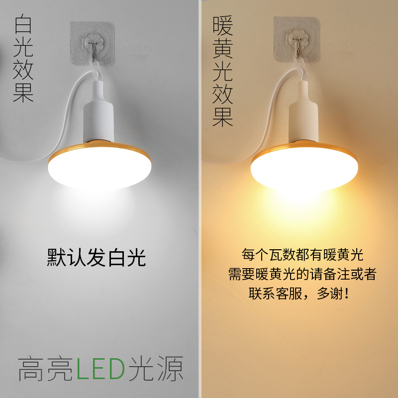 简易led灯泡带线插头超亮家用节能灯悬挂式E27插座带开关插电灯 - 图1