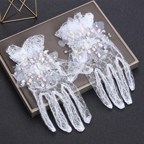 Bride Han Style Gloves Fashion Wedding Wedding long Grace Short Wedding Fairy Beauty Flowers White Womens Thin