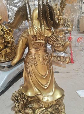 铜九龙关公像武财神铜像立刀供奉神像大号摆件客厅家用开业办公室