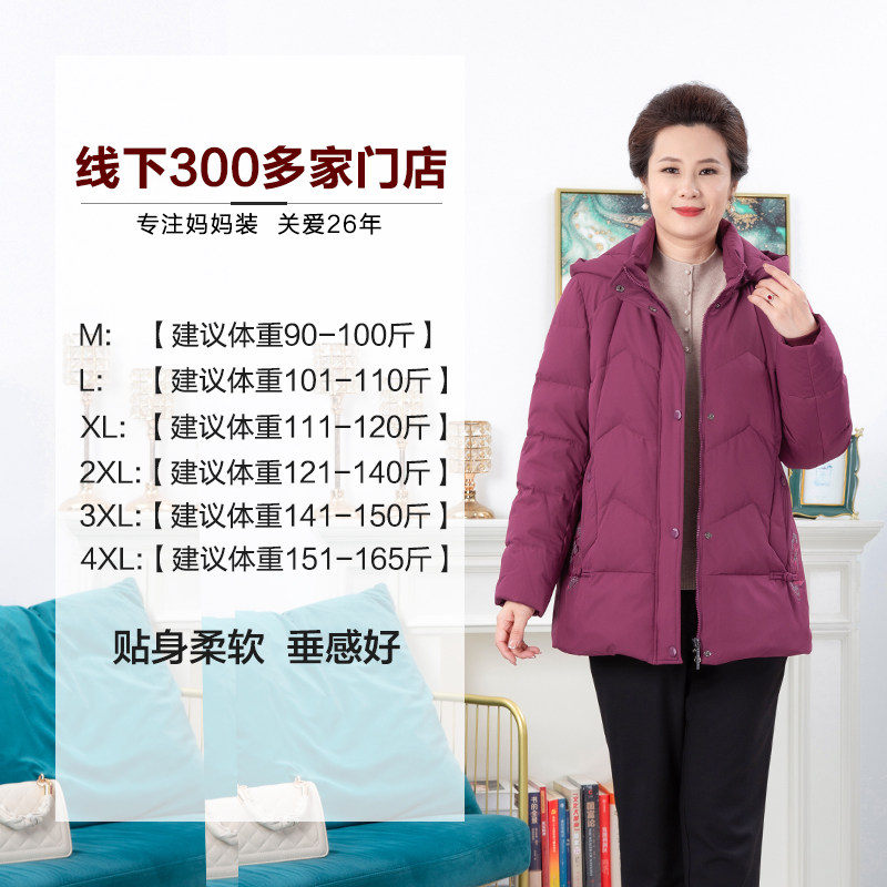 依佈中老年女士2025冬季新款羽绒服可拆卸连帽妈妈装加厚保暖外套,淘宝优惠券,粉丝福利购,淘宝优惠卷