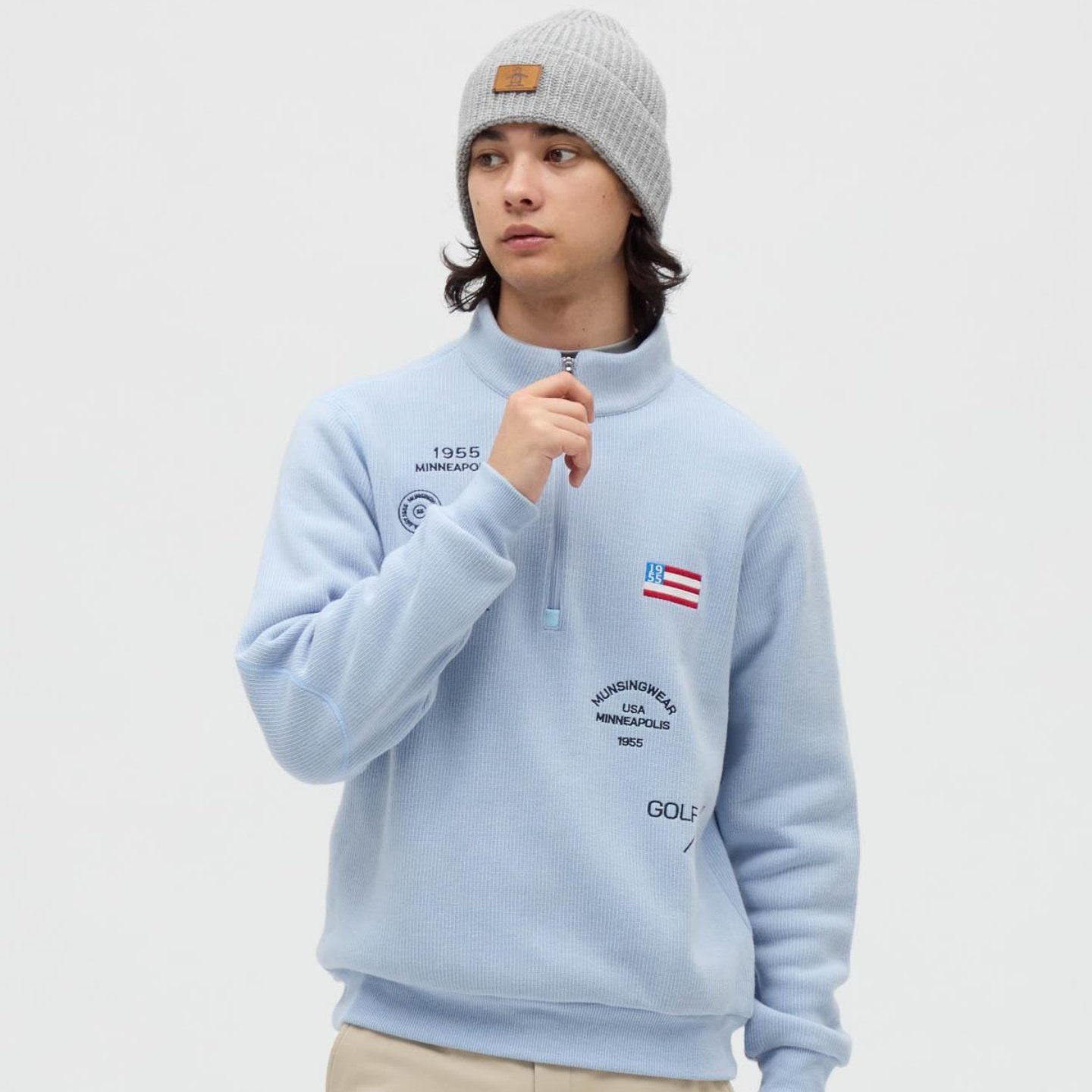日本正品Munsingwear万星威高尔夫男装半拉链针织套头衫毛衣代购,淘宝优惠券,粉丝福利购,淘宝优惠卷