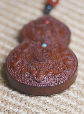 道家枣木雷击木葫芦项链吊坠