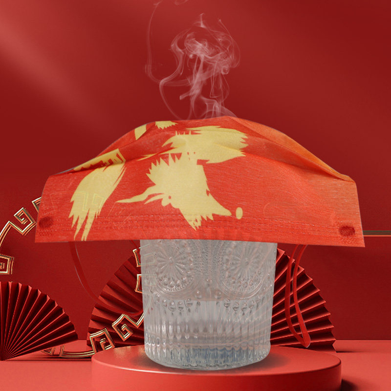 一次性三层口罩2025新款时尚版中国红男国潮风我爱你女创意个性男