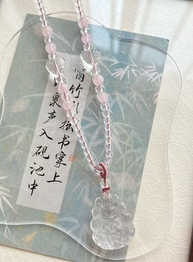 天然白水晶狐狸吊坠九尾狐许愿狐项链狐牌锁骨链女桃花毛衣链礼物