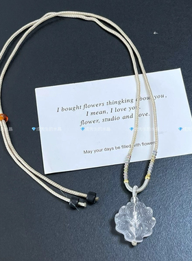 天然白水晶狐狸吊坠白狐九尾狐项链冰透狐牌调节锁骨链女礼物桃花