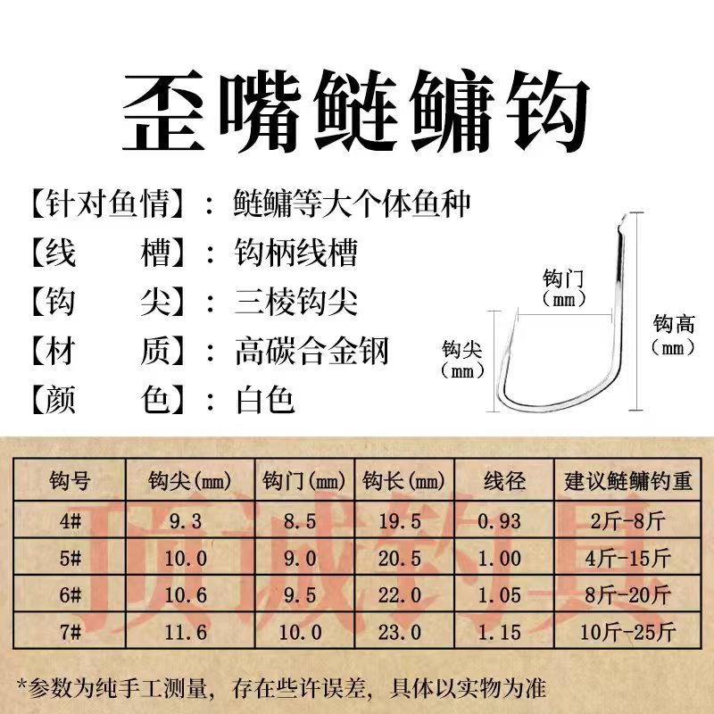 歪嘴鲢鳙钓鱼钩新关东钛合金宽钩门草鱼鲤鱼花白鲢湖水库野钓大号-图2