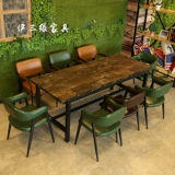 Американский стиль сплошной древесины длинный бар гостевой компьютер простой стол для ретро -конференции длинное столовое столик кофейня и комбинация стула