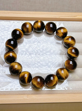 天然虎眼石手链 黄虎眼手串效应明显 虎睛石手链大颗粒 招财吸金