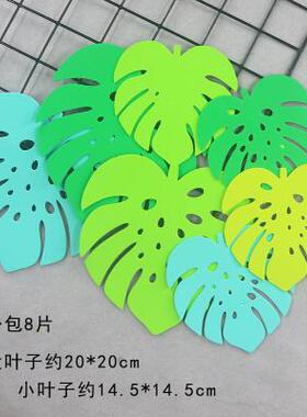 绿色北欧森系叶子火烈鸟墙贴