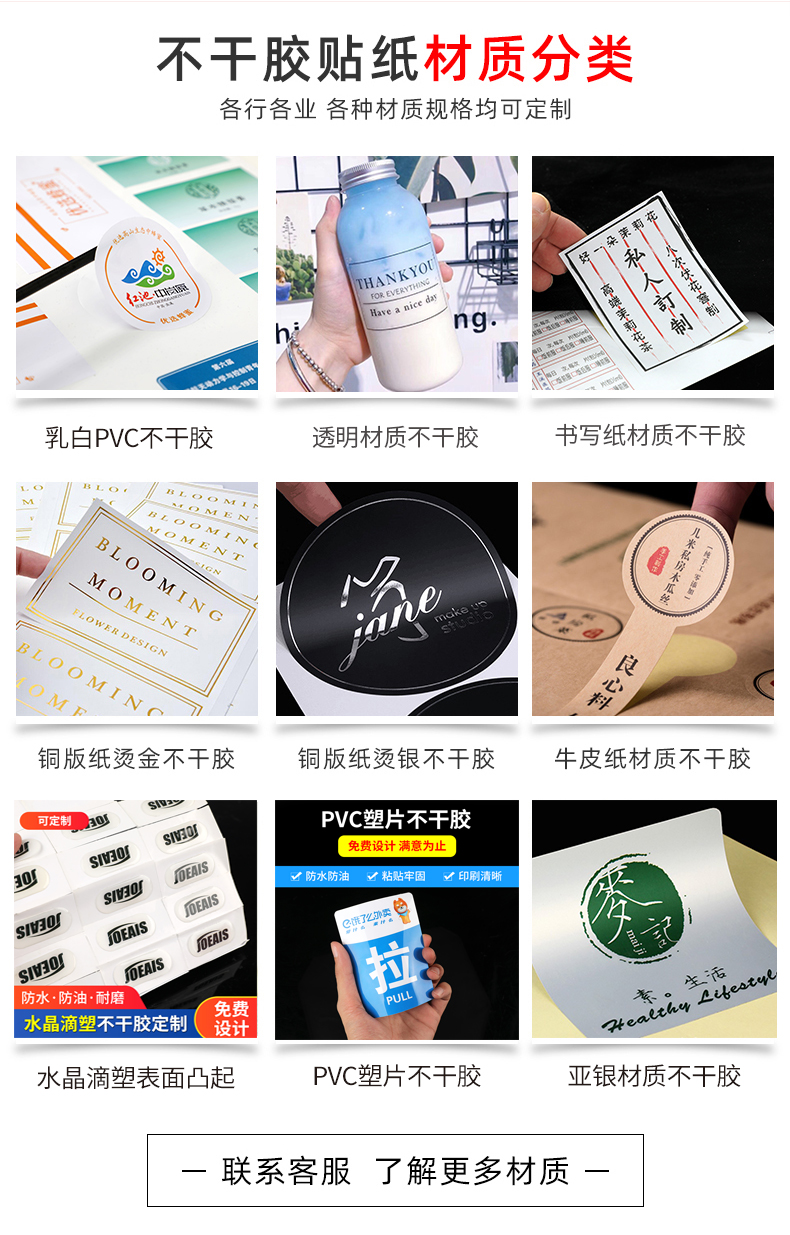 不干胶贴纸定制二维码标签logo标签烘焙面包礼盒食品中文贴纸定做-图2