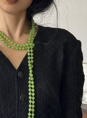 小香风葡萄串珠项链毛衣链女