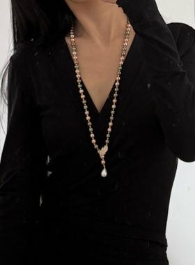 复古法式气质优雅长串项链颈链