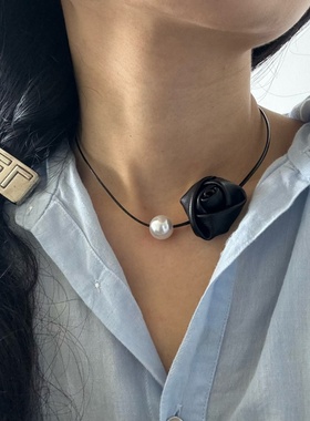 珍珠pu皮质chic项链颈链锁骨链