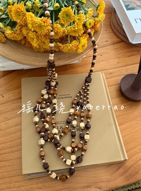 串珠多层长项链身体毛衣链