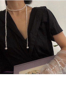 巴洛克淡水珍珠项链长款打结