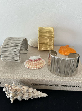 缠绕金属宽版开口手镯手环