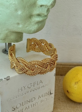 螺纹缠绕金属手镯开口手环女