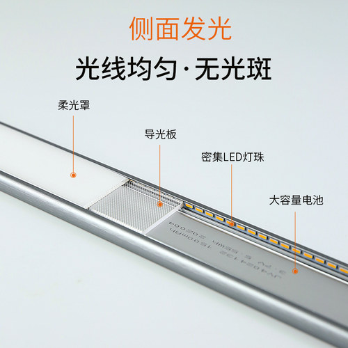 手扫触摸感应led橱柜灯 充电无线自粘免安装布线厨房衣柜长灯条带 - 图3