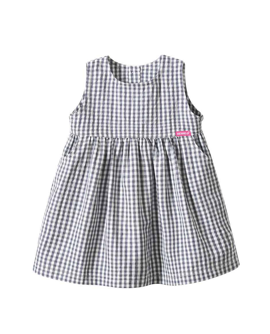 女童无袖连衣裙夏款儿童洋气蓝色格子背心裙女宝宝复古公主风裙子,淘宝优惠券,粉丝福利购,淘宝优惠卷