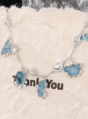 海底小纵队手链女小众ins设计蓝色水母手串甜美百搭海洋世界手饰