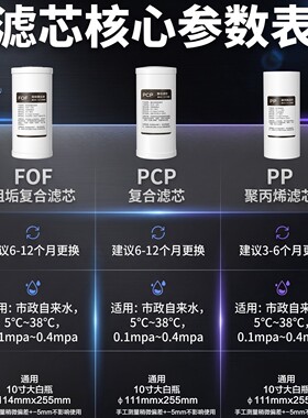 适用海尔等品牌大白瓶蓝瓶前置过滤器10寸PP棉椰壳炭PCP替换滤芯