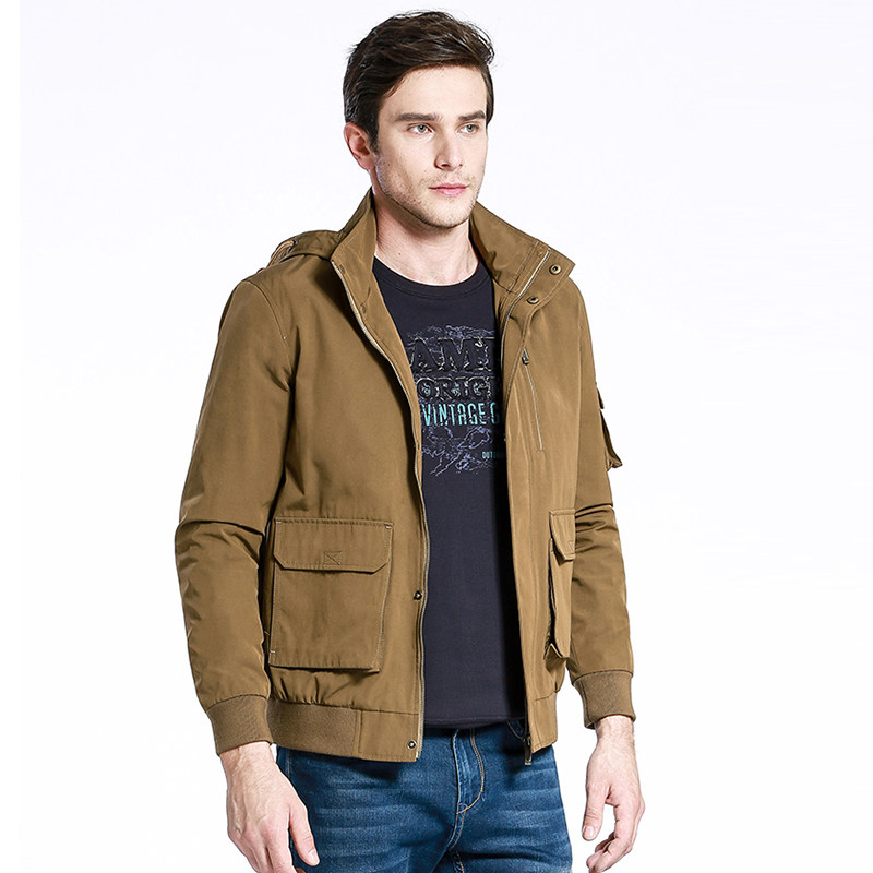 骆驼男装秋季新款男士纯色立领风衣 骆驼男装夹克